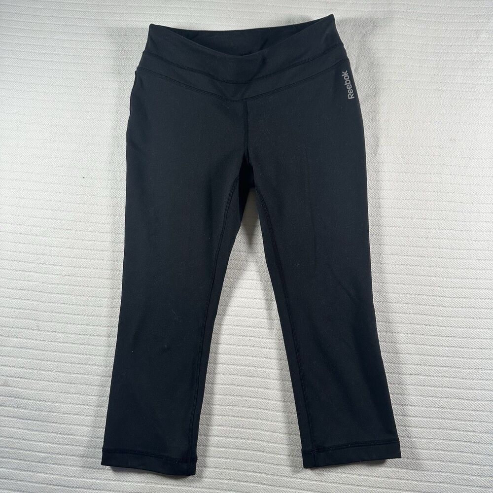 Reebok Women’s Small Black Capri Leggings Athletic Workout Yoga Pants 26x17